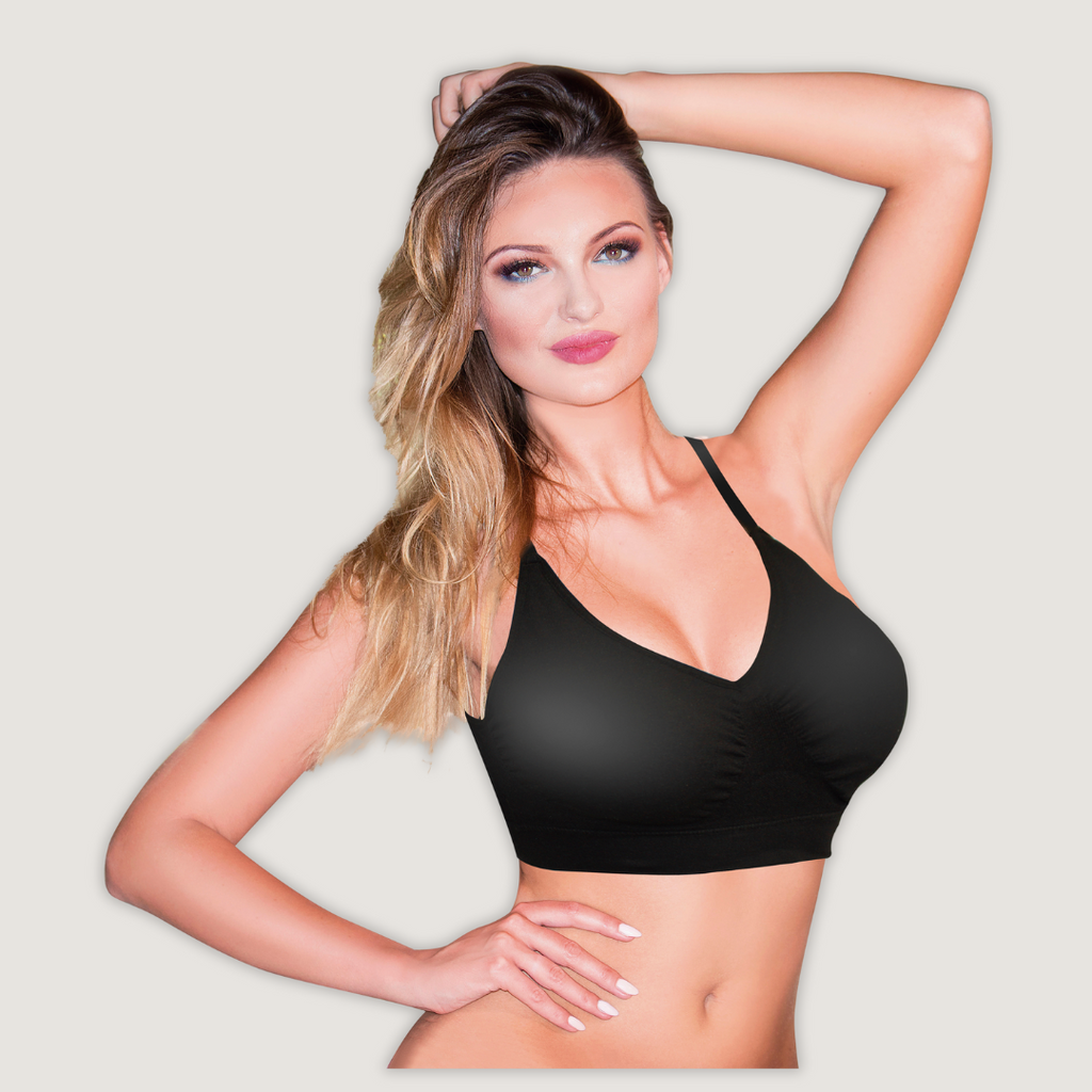 A Set de 3 sujetadores sin costuras que modelan la figura.